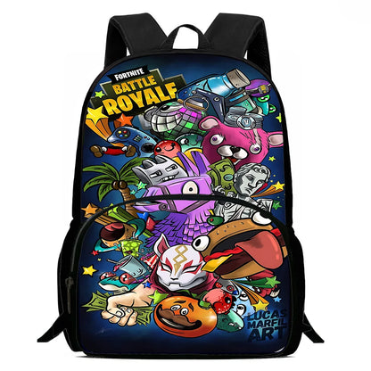 Zaini per bambini con design Hot Game, borsa pranzo e astuccio, borse scuola per alunni ad alta capacità, per bambino e bambina, regalo ideale F-FortniteS