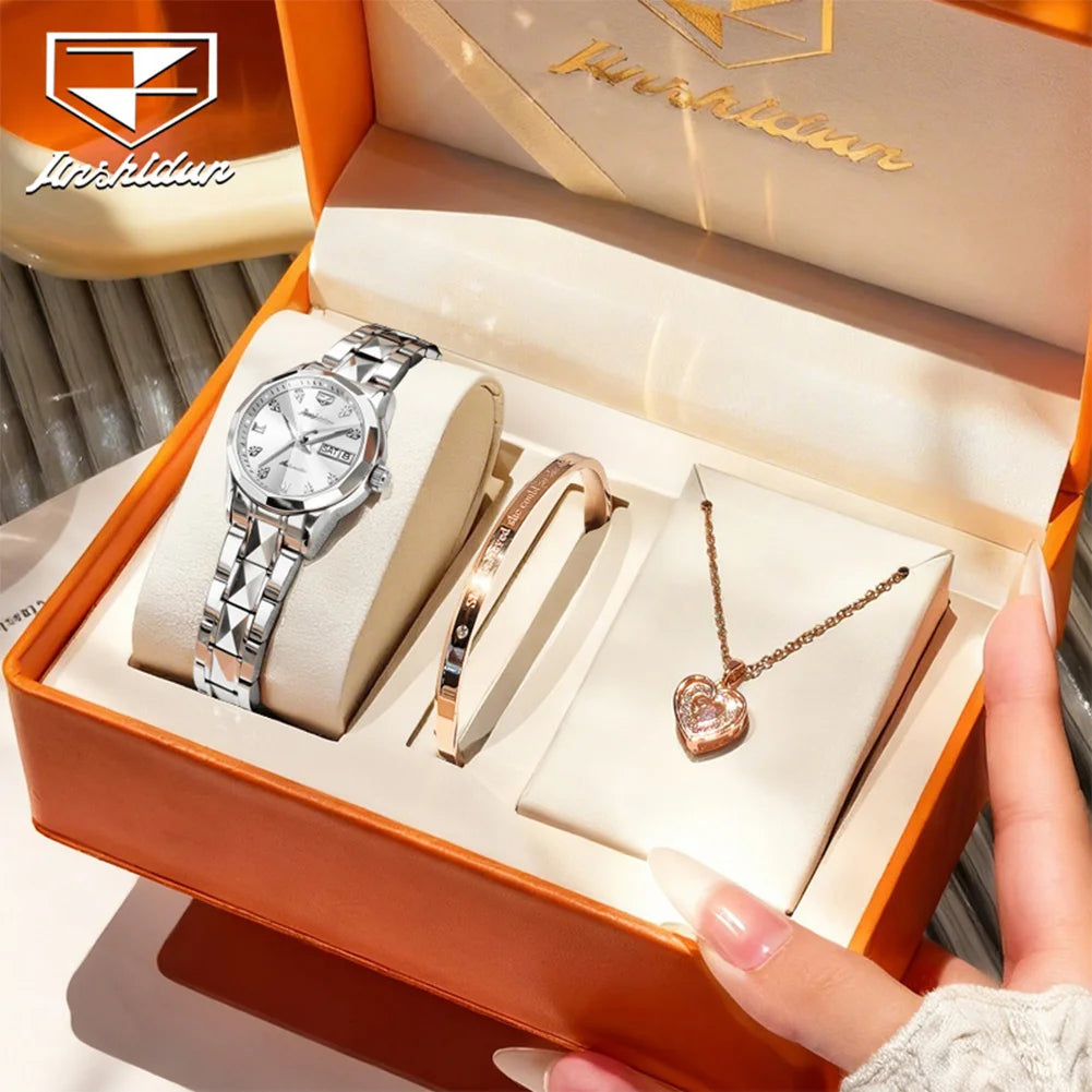 JSDUN 8995 Women Watch Mechanical Watch Waterproof Week Date Ladies Watch High Quality Luxury Original Tungsten Steel Clock