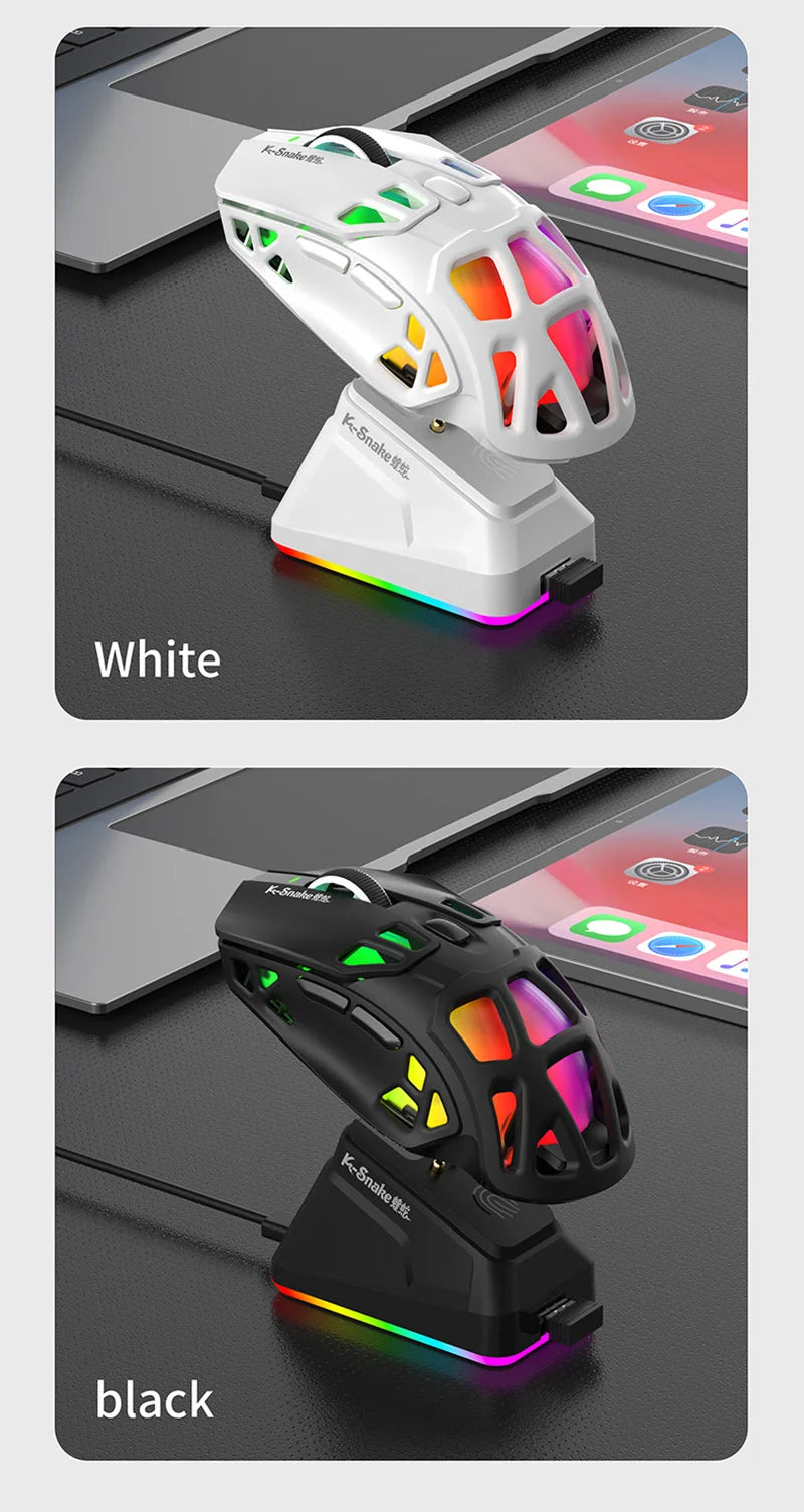 Lenovo Tri-Mode -kevyt pelihiiri RGB-lataustelakalla, 12000DPI, 2.4G/Bluetooth/langallinen ergonominen hiiri PC:lle ja kannettavalle tietokoneelle
