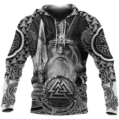 2024 Mens Hoodies Eagle Tattoo Pattern Vikings 3D Printed Fashion Casual Harajuku Hip Hop Autumn And Winter Oversized Sudaderas, Produit gaming premium Fraquane