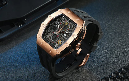 Reloj TSAR BOMBA para hombre, marca de lujo, diseño tonneau, impermeable, de acero inoxidable, reloj de pulsera de moda rectangular para hombre