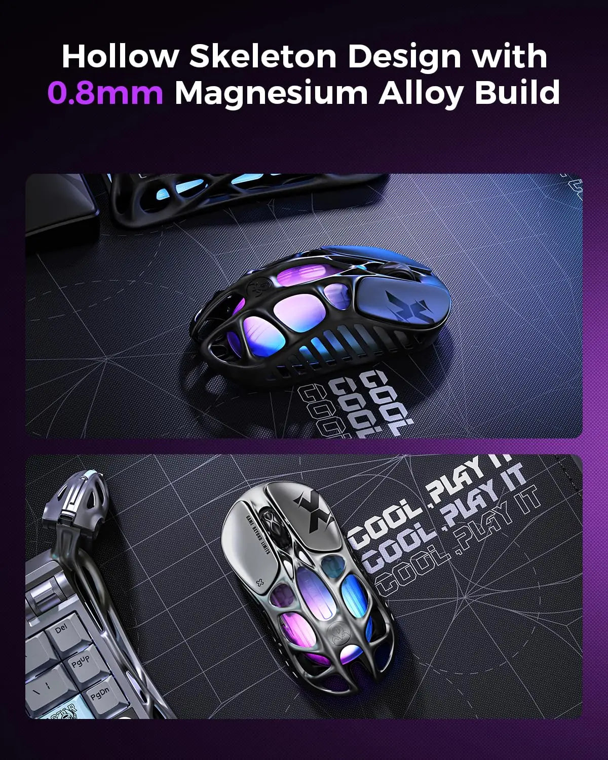 GravaStar Mercury X Wireless Gaming Mouse with PAW 3950 Sensor, 32,000 DPI, 1000Hz Polling Rate, 49g Ultra-Light Magnesium Gaming Mouse