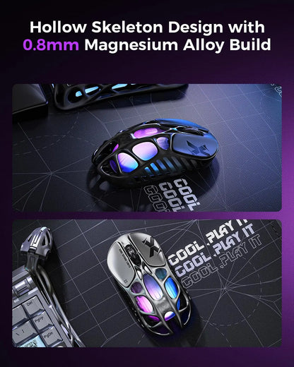 GravaStar Mercury X Wireless Gaming Mouse with PAW 3950 Sensor, 32,000 DPI, 1000Hz Polling Rate, 49g Ultra-Light Magnesium Gaming Mouse