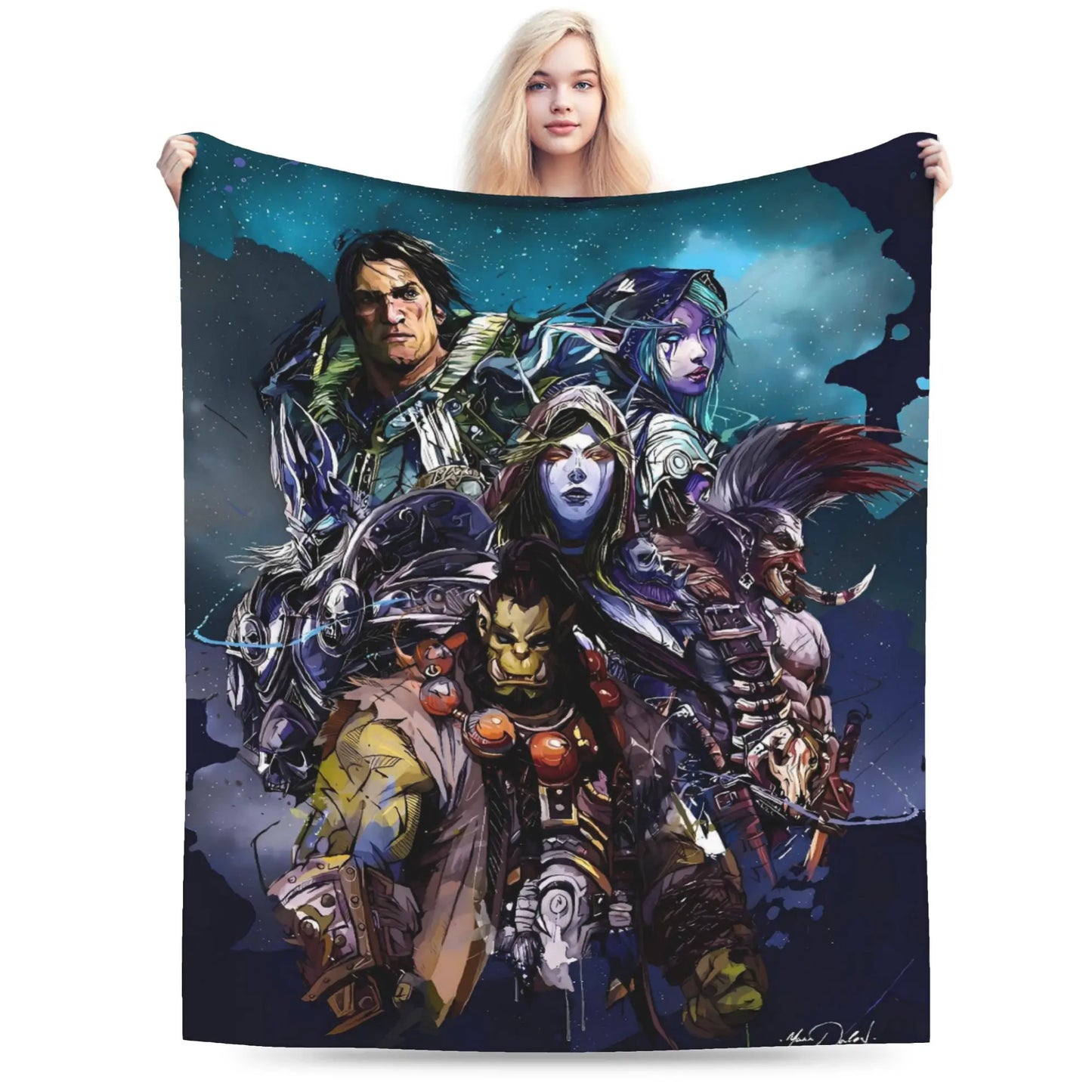 WOW World of Warcraft Arthas Retro Game Flannel Blanket  Super Warm Throw Blanket for Bedroom Camping Bedspread Sofa Bed Cover