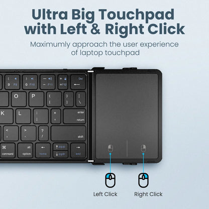 JOMAA Foldable Bluetooth Wireless Keyboard With Touchpad Portable Rechargeable 63 Keys Slim Keyboard for Win 7/8/10/IOS