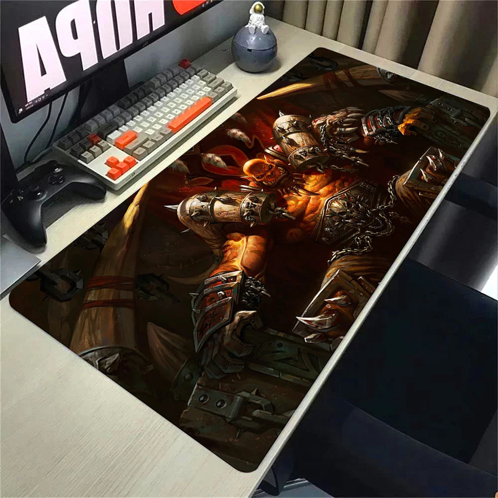 Naturelle Horde Alliance-muismat van rubber, grote bureaumat voor computer en toetsenbord, HD World of Warcraft-gamingmuismat met snelheidsoppervlak en gestikte rand