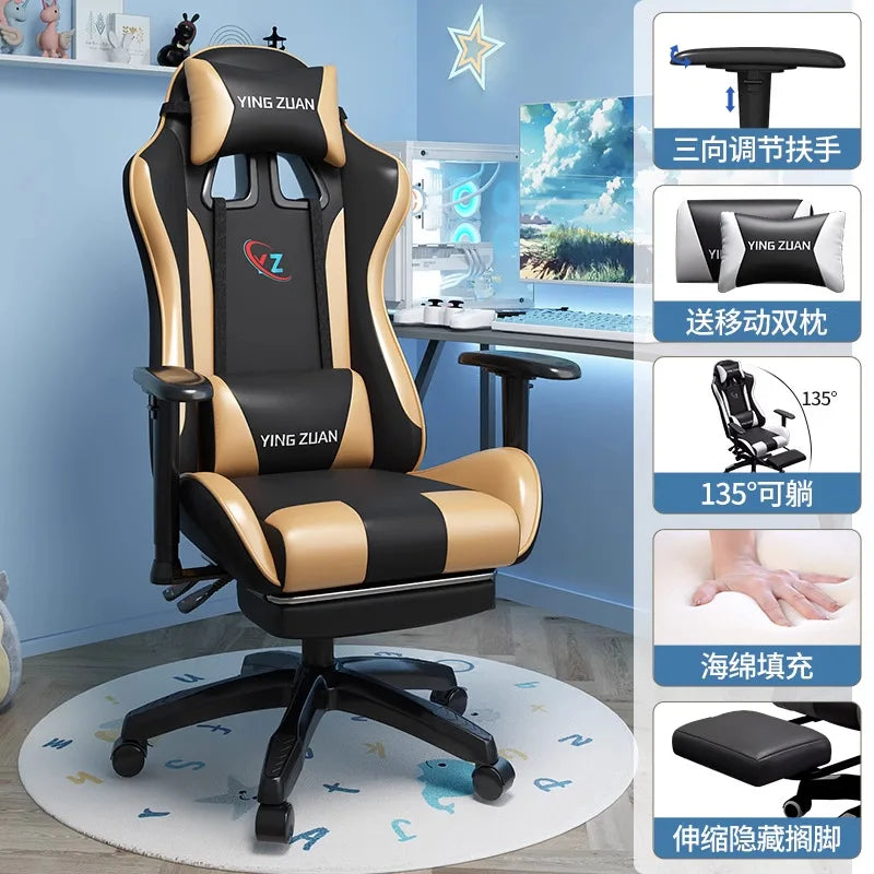 Silla gaming Silla de ordenador Asiento reclinable cómodo Juego LIVE Residencia estudiantil hogar Ergonomía para sedentarismo