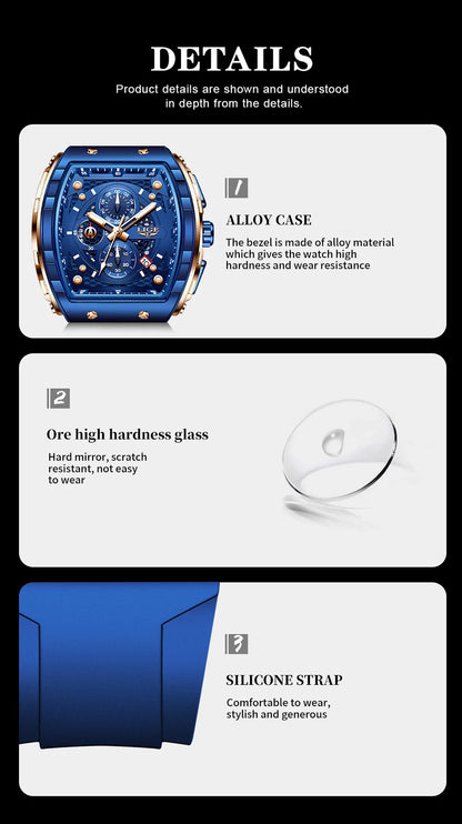 Reloj LIGE para hombre, de moda y lujo, resistente al agua, correa de silicona, cuarzo, luminoso, deportivo, fecha automática, cronógrafo, diseño sencillo