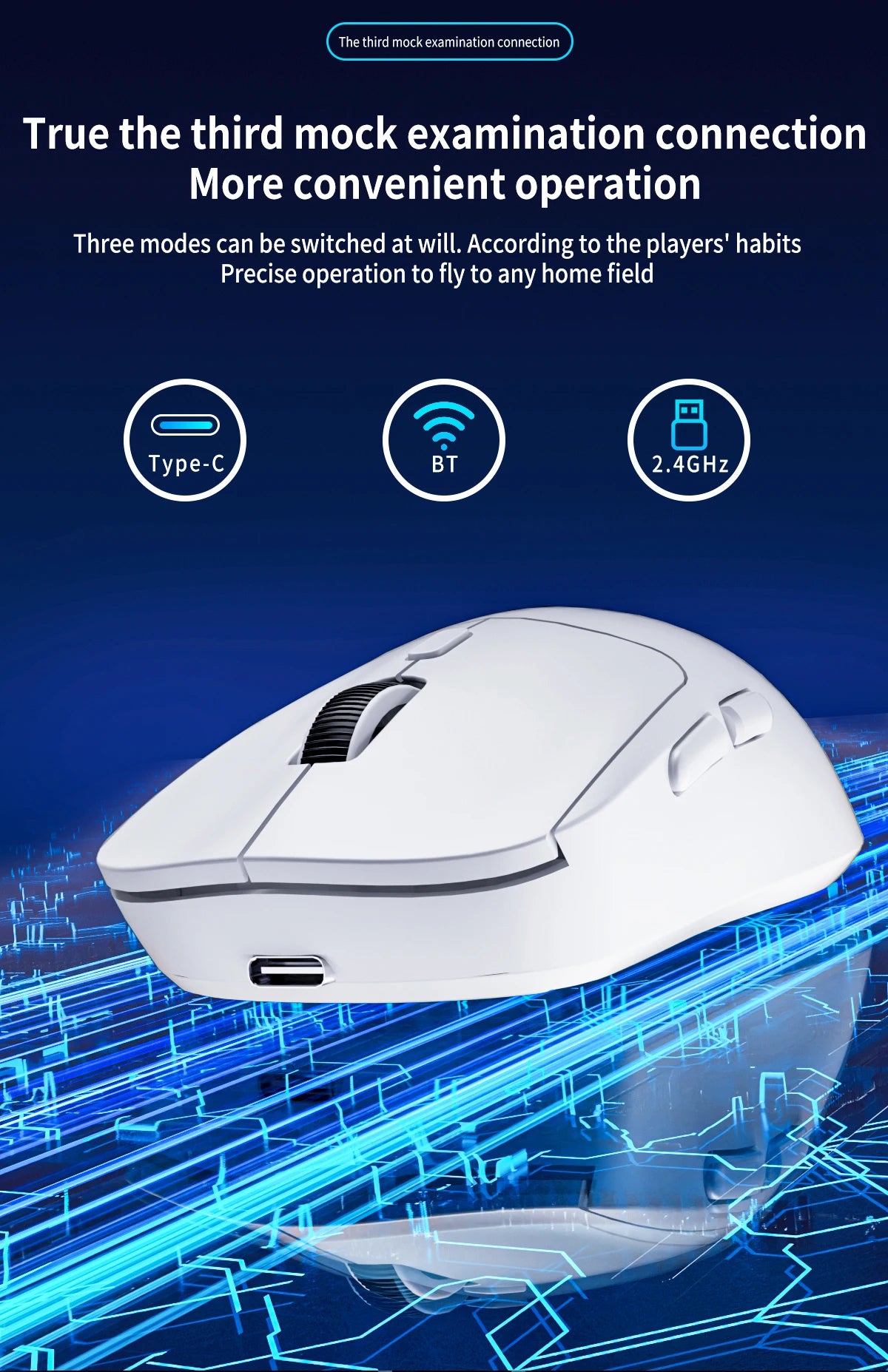 Mouse da gaming Bluetooth ricaricabile PAW3395, leggero, ergonomico e wireless per eSport