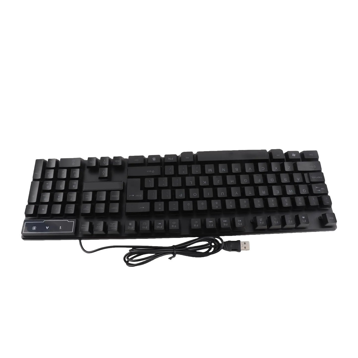 Combo gaming 4 pezzi tastiera e mouse, tastiera ergonomica 104 tasti, mouse con luce breathing a 4 colori, cuffie e tappetino per mouse antiscivolo