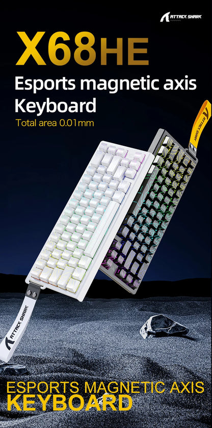 ATTACK SHARK X68 HE Rapid Trigger 8KHz Magnetic Keyboard, 0.01mm RT Accuracy, 60% Layout, RGB, Support RT/Snap Tap/DKS/MT/TGL