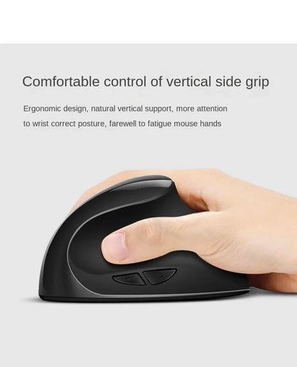 BTS-908 Mouse verticale ricaricabile di tendenza, mouse wireless ergonomico con ricevitore USB 2.4G, DPI regolabile fino a 1600 e 6 pulsanti