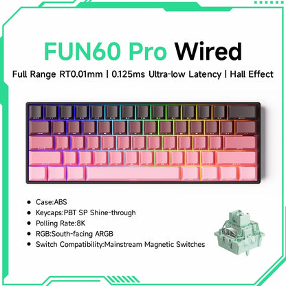 Teclado mecánico Akko MonsGeek FUN60 con interruptores magnéticos 60% para gaming, Rapid Trigger 0.01mm, 8K, ARGB, HE/TMR, teclado personalizado