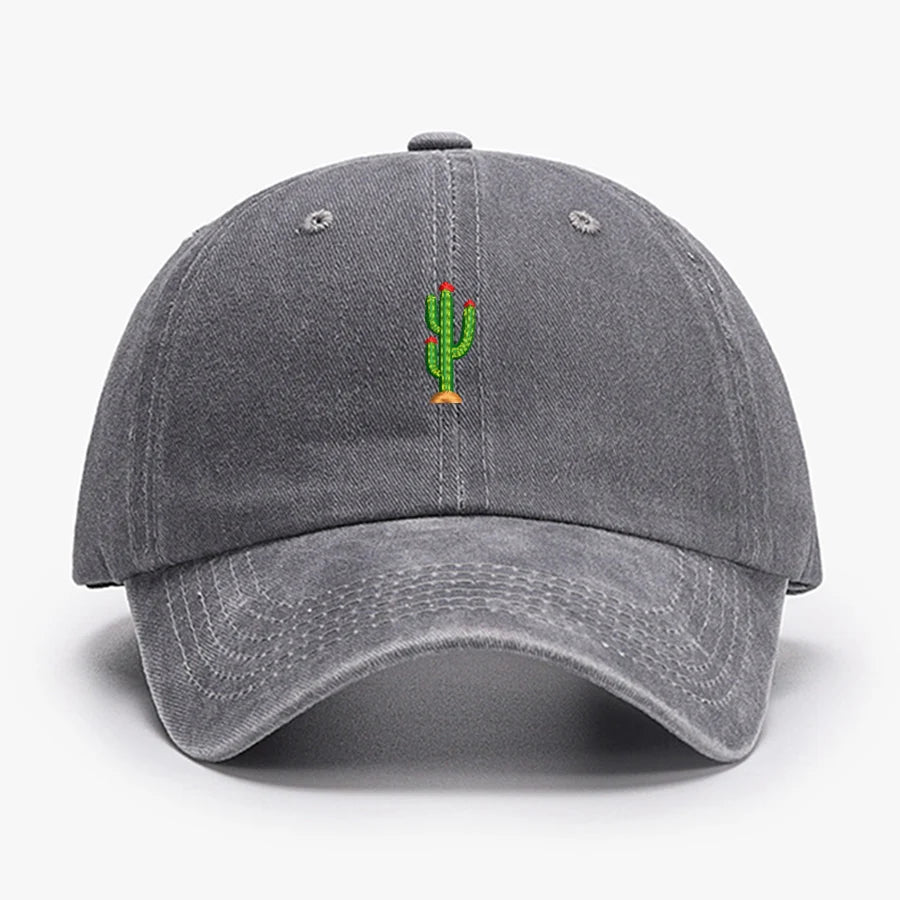 Casquette de baseball vintage souple avec broderie « Mini Cactus » pour homme et femme, effet délavé, pour le sport, la pêche, papa, visière, été, automne, casquette à visière