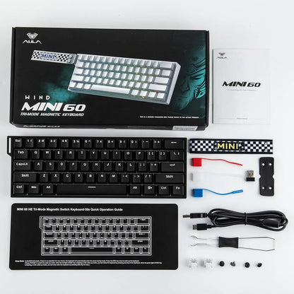 Teclado mecánico inalámbrico AULA Mini60 HE/Pro/Max 60% con interruptores magnéticos RGB, trimodo, 8000Hz, 0.01mmRT para PC, regalos para gamers