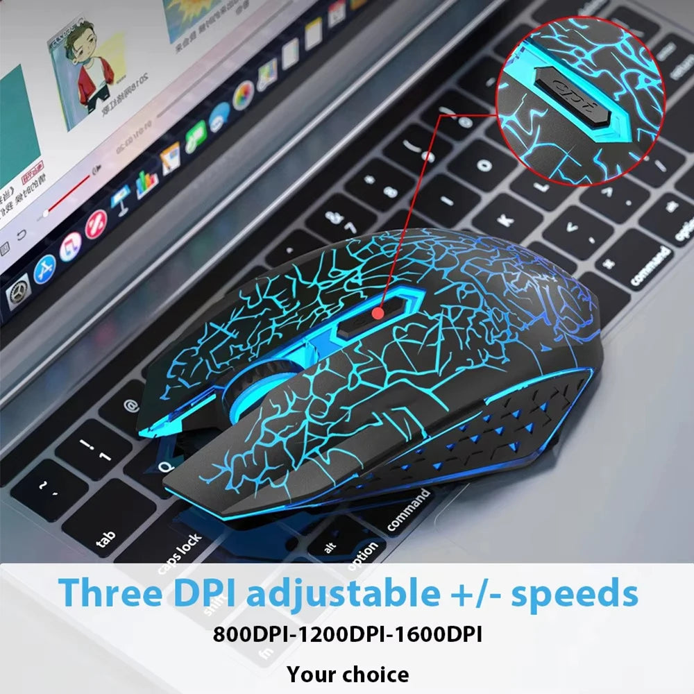 Mouse gaming RGB 2.4G wireless Bluetooth 1600DPI con 6 pulsanti silenziosi, mouse ergonomico dual-mode da ufficio per MacBook e PC