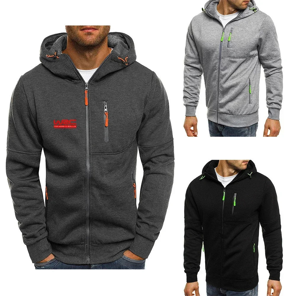 New Spring Autumn Men's World Rally Championship WRC Logo Printing Fashion Hooded Streetwear Casual Zipper High Quality Hoodies