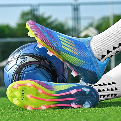 Nouvelles chaussures de football pour hommes, crampons longs d'entraînement, chaussures de football pour matchs en extérieur, crampons pour garçons et adultes, respirantes, antidérapantes, confortables pour le sport