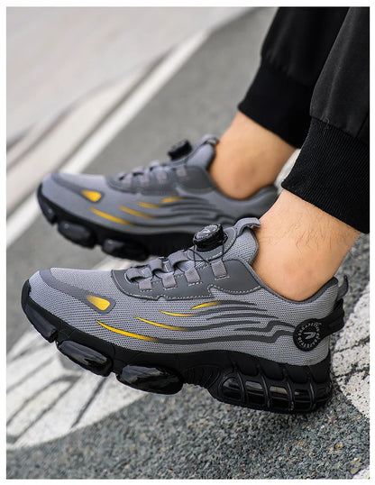 Chaussures de sécurité pour hommes et femmes, baskets de travail protectrices, bottes de sécurité verdes, chaussures Parker en acier à coussin d'air, perforation, taille 47, 48
