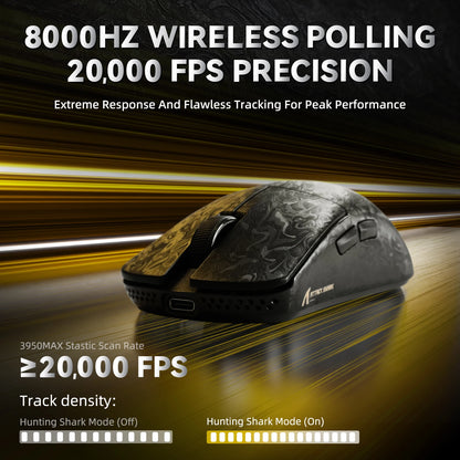 Mouse gaming wireless ATTACK SHARK R11 ULTRA in fibra di carbonio, 8000Hz, PAW3950MAX, 42000DPI, ultraleggero 49g, 20000FPS, Nordic 52840