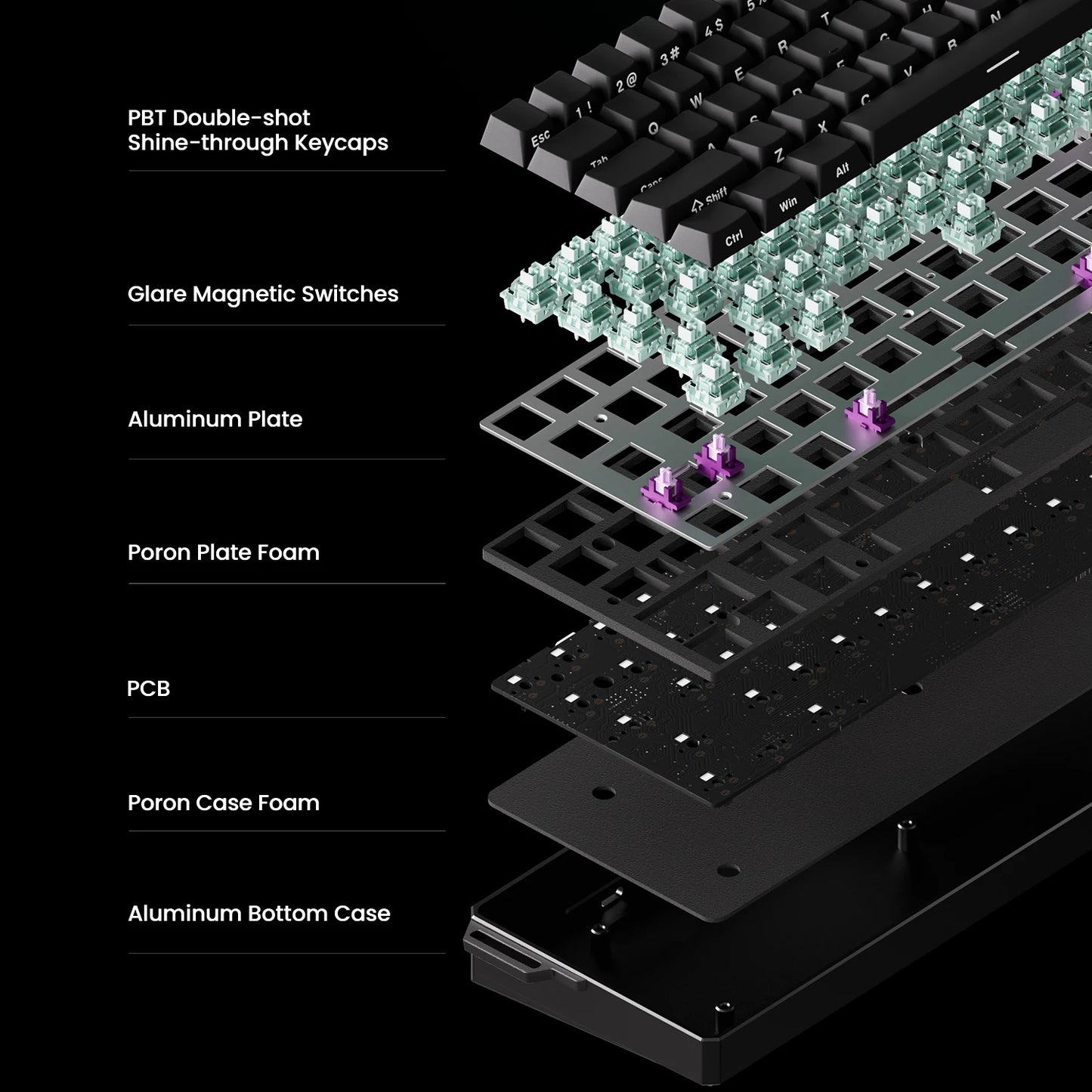 Teclado Gaming Mecânico Akko MonsGeek FUN60 Ultra com Interruptores Magnéticos, 60%, Rapid Trigger, 8K HE/TMR, Teclado Gamer Personalizado em Alumínio