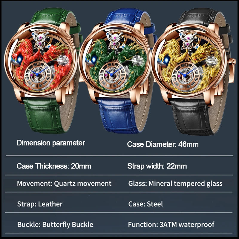Orologio da uomo PINDU Design 2025 nuovo, Diamond Tourbillon, brand di lusso Astronomia, al quarzo, vetro zaffiro, impermeabile