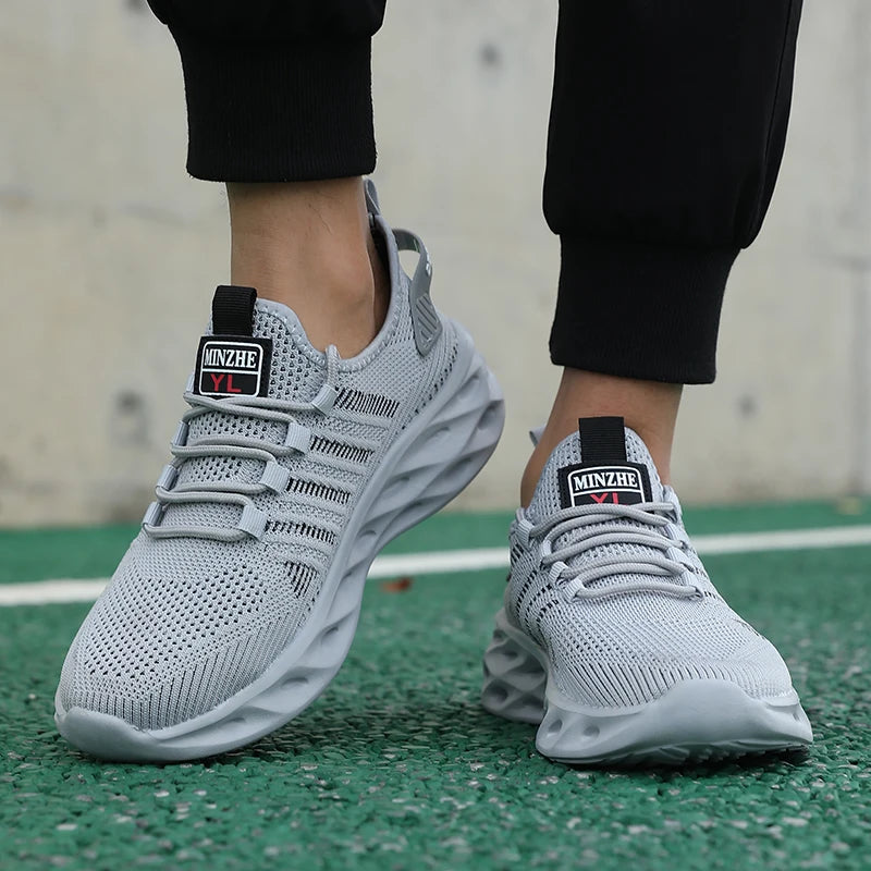 Unisex herresneakers – komfortable, åndbare løbesko til par, kvinder, tennis og sport, størrelse 37-47, gule vandresneakers