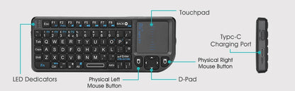Tastiera wireless mini originale Rii X1 2.4GHz English/RU/ES/FR con TouchPad per Android TV Box/PC/Laptop