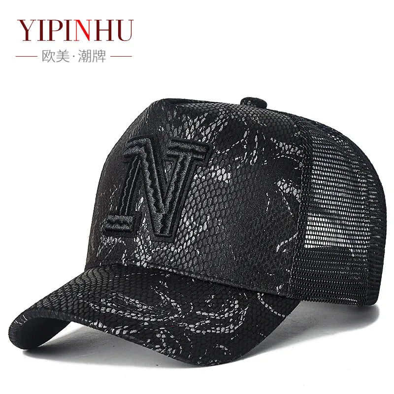 High top hat, mesh men's baseball cap, summer sun protection, breathable outdoor truck cap, men's