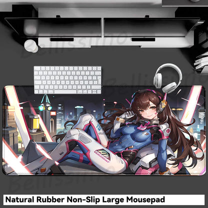 Accesorios Gaming O-Overwatch D-D.va Alfombrilla de Ratón Grande, Alfombrilla para Teclado y Ratón PC, Deskmat XXL Extendida, Alfombrilla Gamer