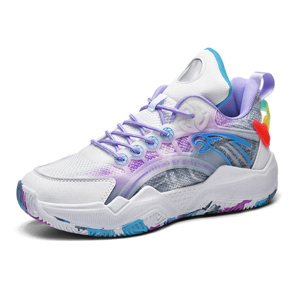 Chaussures de basket-ball unisexes, chaussures d'entraînement de compétition en plein air en maille tendance, bottes de basket-ball plates antidérapantes à rebond pour hommes