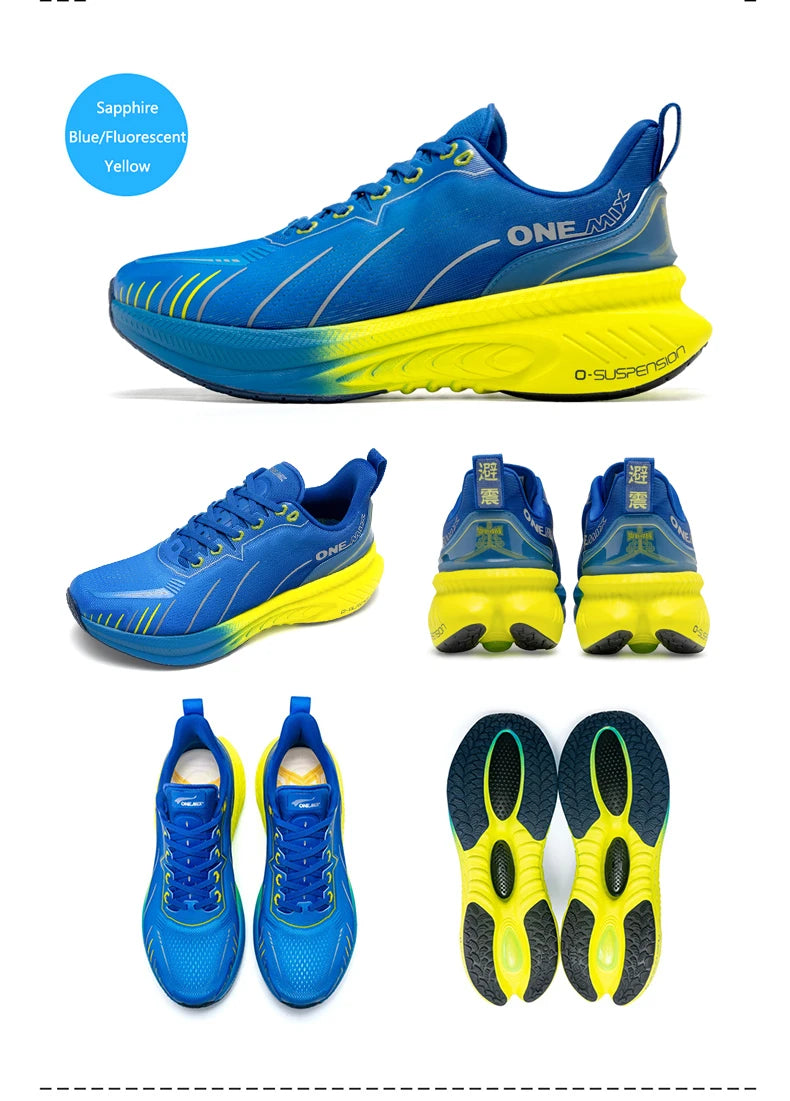 ONEMIX New Cushioning Running Shoes For Men Suitable for Heavy Runners Lace-Up Sports Women Non-slip Outdoor Athletic Male Sneakers
