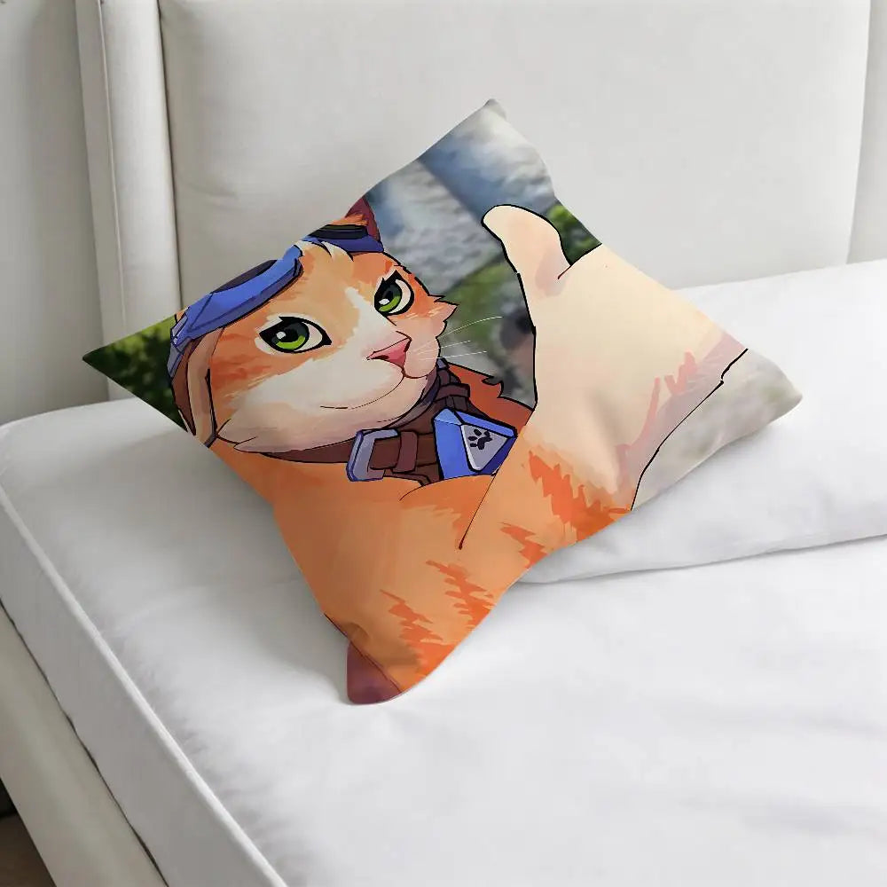 Jetpack Cat O-Overwatch Game Square Pillow Case Soft Decorative Throw Pillow Cover for Home Sofa Bed