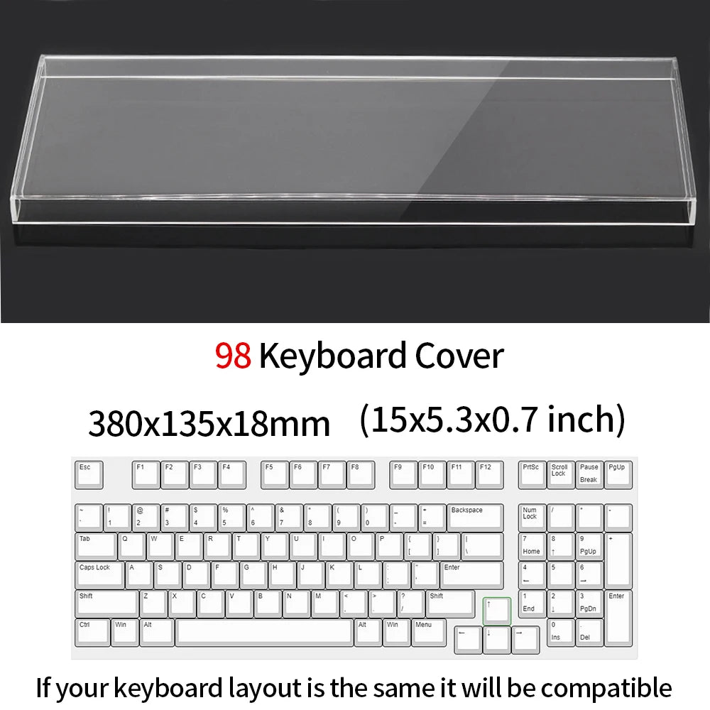 Funda protectora transparente de acrílico para teclado mecánico, cubierta antipolvo para teclado de 60/61/64 96 98 104/108 teclas, funda para ratón y teclado