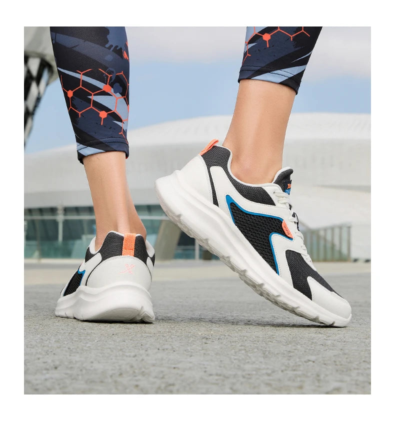 Xtep Sports Shoes Men’s Mesh Breathable Running Shoes, Winter Marathon Black White Men’s Sports Sneakers, Model 879119110110