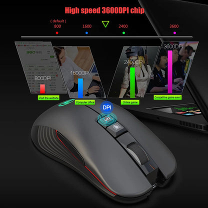 2.4G USB-C brezžična miška, polnilna gaming miška 3600DPI, 7 gumbov, Type-C, tiha miška za Macbook, prenosnik, PC, igre in računalnik