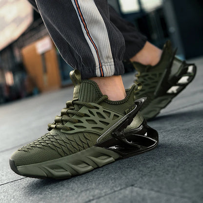 Chaussures de sport pour hommes tendance et polyvalentes en maille respirante, idéales pour la course urbaine, avec semelle souple évidée, résistantes à l'usure, pour le fitness en extérieur au printemps