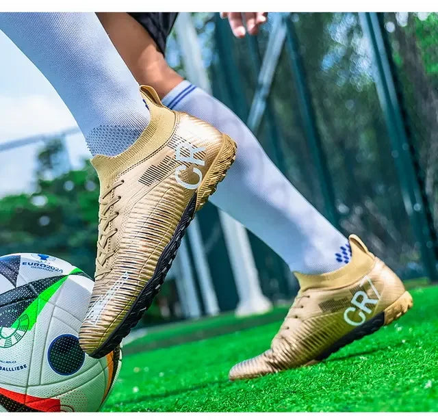 Kids Anti Collision Toe Football Boots Lace Up Closure Short Non Slip Studs Wearproof Breathable Outdoor Grass Game Shoes