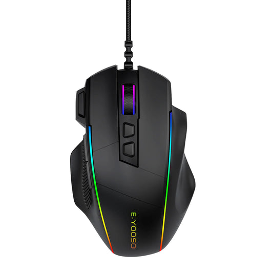 E-YOOSO X49 káblová herná myš, nastaviteľná citlivosť 12400 DPI, RGB podsvietenie, 8 programovateľných tlačidiel, ergonomická hráčska myš pre PC a notebook