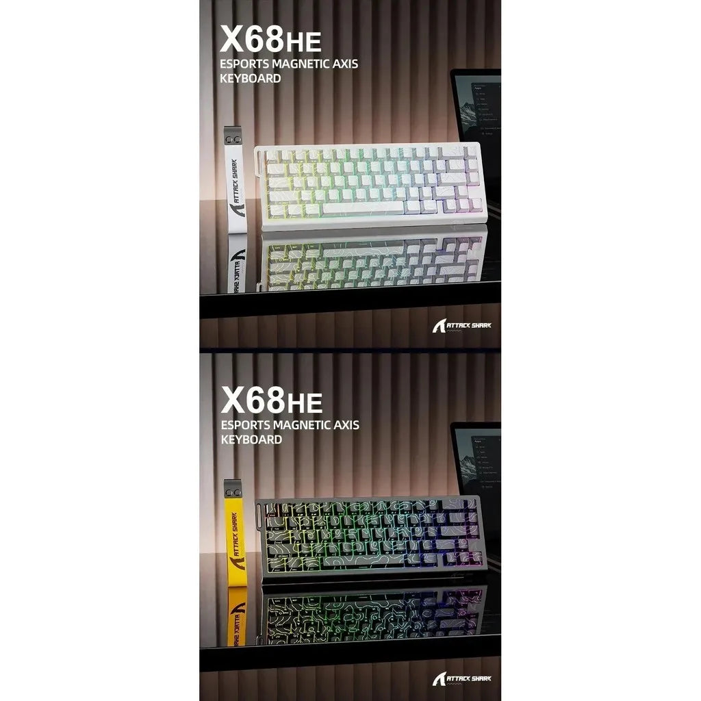 Attack Shark X68 He Gaming Keyboard Magnetic Mechanical Wired for Pro Gaming 0.01mm Rapid Trigg 8000Hz 128K Rate