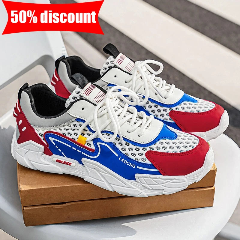 Scarpe sportive da uomo estive in mesh, casual e alla moda, con lacci, per camminare, 2026 nuove sneakers giovani per uso quotidiano e pendolarismo, comode e versatili