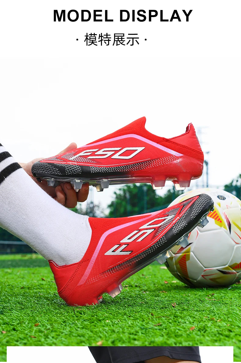 New Men Football Boots Futsal Outdoor Sneakers Match Grass Non-Slip High-quality Soccer Shoes Cleats Hot-selling High-top Light