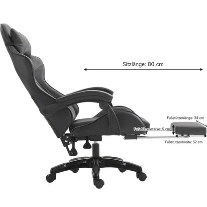 Sedia gaming, poltrona gaming, sedia da ufficio regolabile in altezza con funzione reclinabile regolabile, orecchie da gatto e cuscini