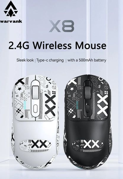 Mouse da gaming wireless Warvank X8 500 mAh ricaricabile TYPE-C, mouse da ufficio adatto a laptop e computer desktop