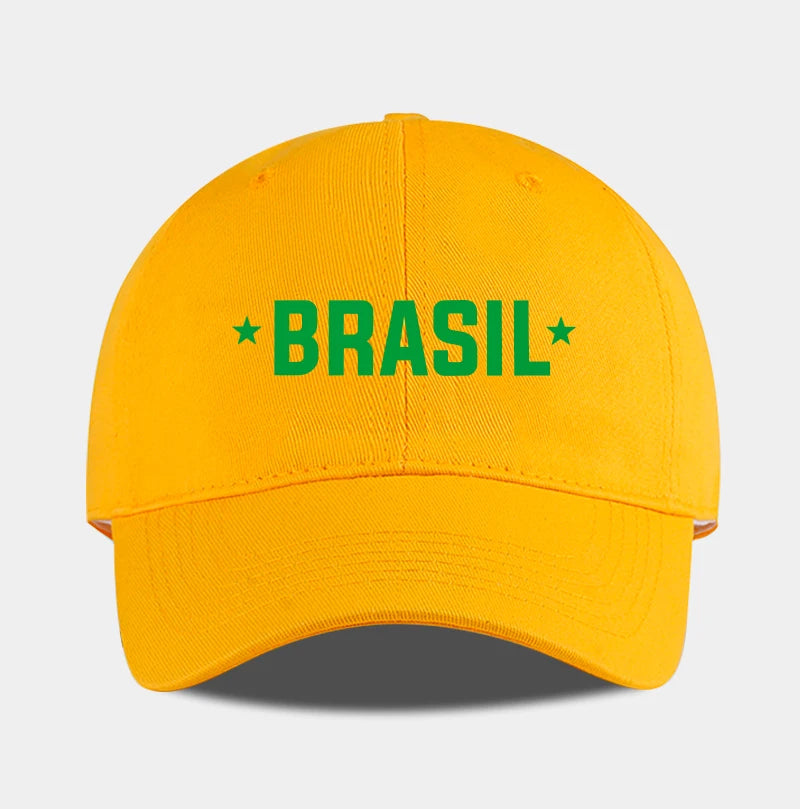 Brazil Fans “BRASIL” Printed Soft-Peak Baseball Cap – Unisex Adjustable Sun Hat for Soccer Enthusiasts – Father's Day Gift