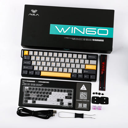 Teclado mecánico con cable AULA WIN60 HE/WIN60 HE MAX 60% con estructura tray-mount hot-swap e interruptores magnéticos Hall Effect