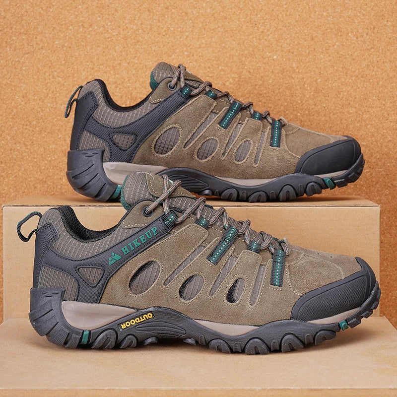 HIKEUP Buty turystyczne męskie Zimowe buty wspinaczkowe i trekkingowe dla mężczyzn Skórzane, oddychające, outdoorowe, antypoślizgowe buty sportowe i robocze dla mężczyzn