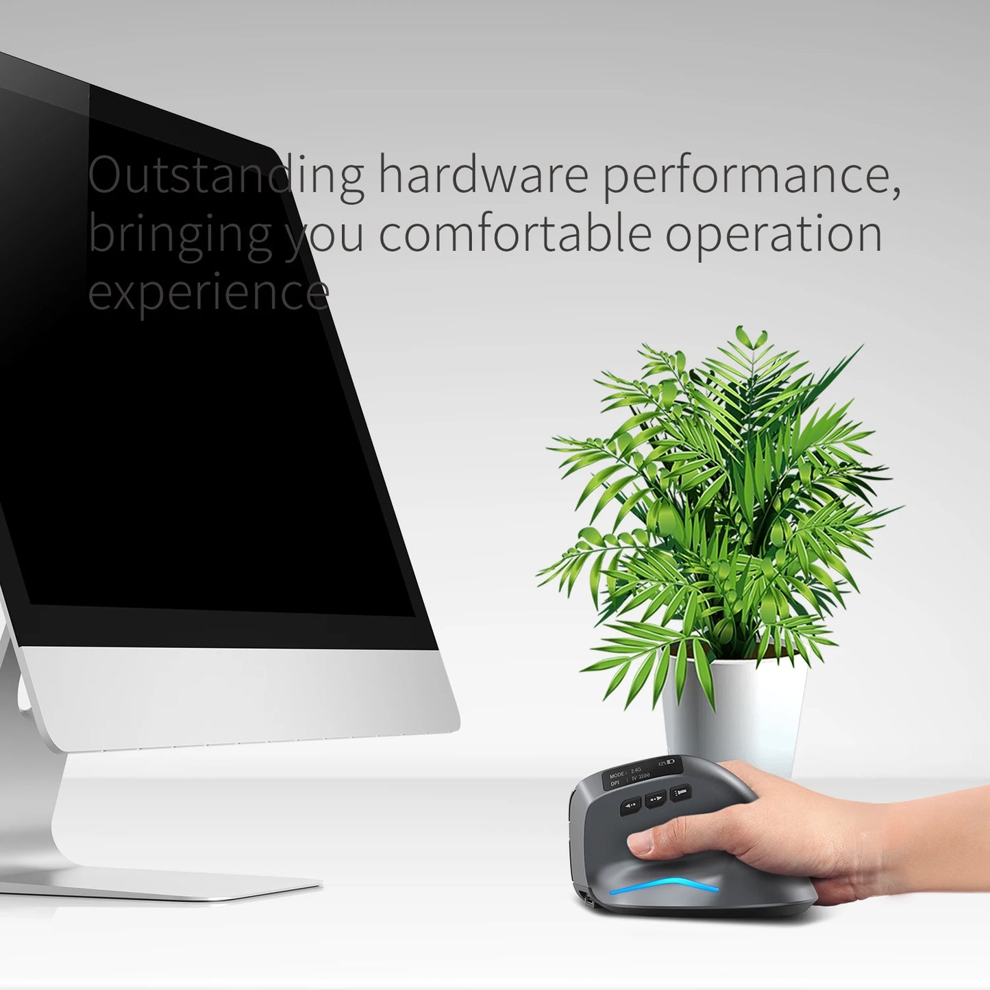ZELOTES F-26C Vertical Mouse 2.4G Wireless Bluetooth Mouse Ergonomic Silent Gaming Mice 3200DPI LED Display Screen for PC Laptop