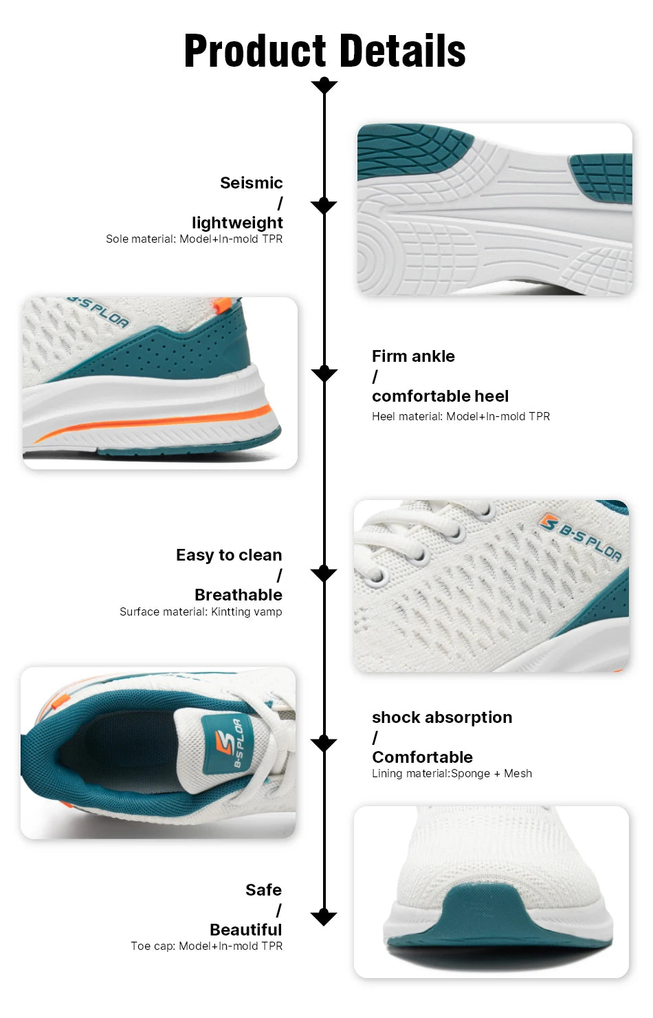 Baasploa Scarpe da running uomo nuove in mesh traspirante, sneakers sportive taglie forti 41-48, scarpe casual classiche da uomo antiscivolo per outdoor, comfort elevate
