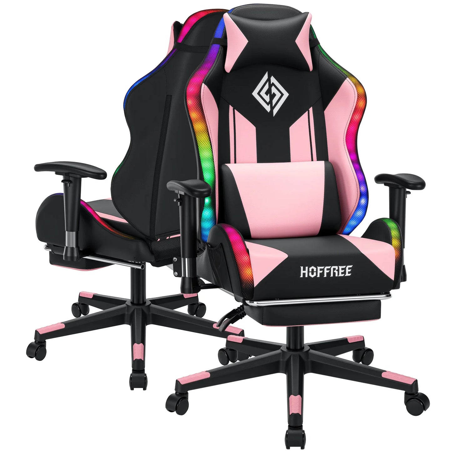 Sedia gaming LED per bambini 8-15 anni, sedia gamer regolabile con illuminazione LED, poggiapiedi e supporto lombare, sedia PC ergonomica